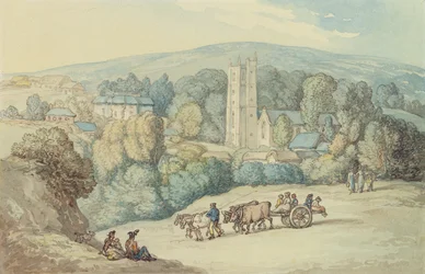 The Church and Village of St. Cue, Cornwall, c.1812